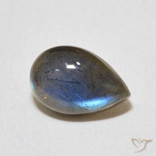 3.83 ct Multicolor Labradorite Stone, Natural Labradorite in Pear Cabochon Shape for Sale