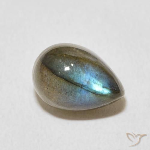 2.84 ct Multicolor Labradorite Stone, Natural Labradorite in Pear Cabochon Shape for Sale