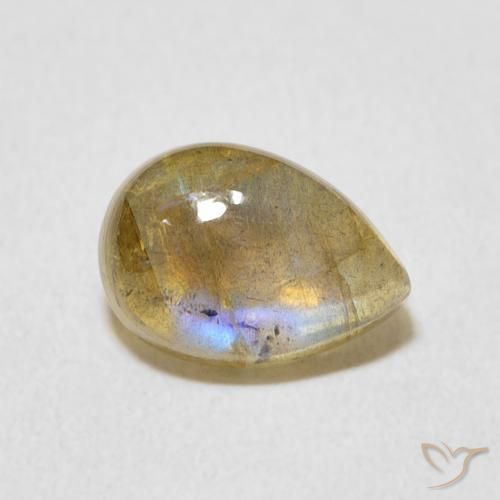 2.55 ct Multicolor Labradorite Stone, Natural Labradorite in Pear Cabochon Shape for Sale