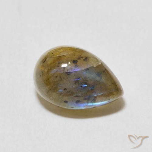 2.51 ct Multicolor Labradorite Stone, Natural Labradorite in Pear Cabochon Shape for Sale