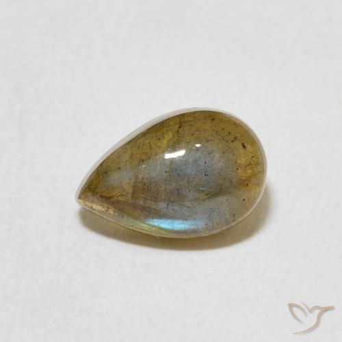 1.66 ct Multicolor Labradorite Gemstone, Labradorite Gem in Pear Cabochon Shape for Sale.