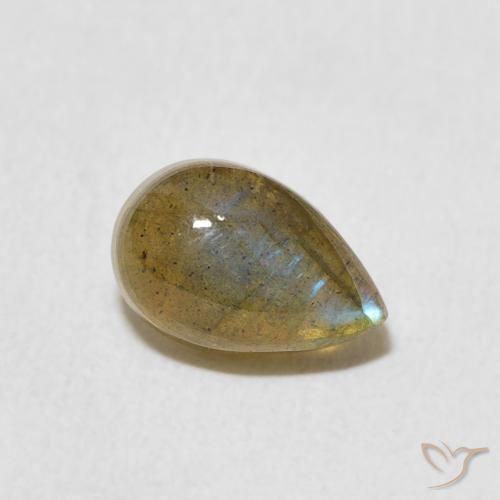 1.66 ct Multicolor Labradorite Stone, Natural Labradorite in Pear Cabochon Shape for Sale