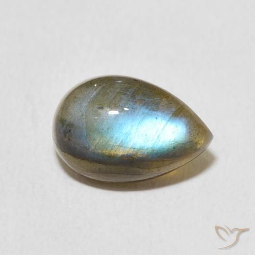 3.43 ct Multicolor Labradorite Stone, Natural Labradorite in Pear Cabochon Shape for Sale