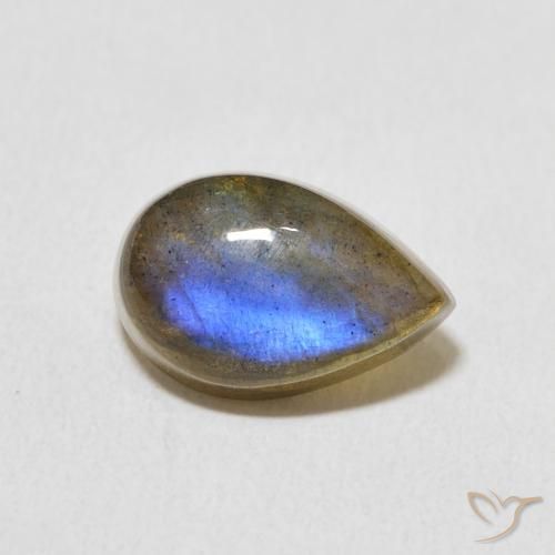 3.49 ct Multicolor Labradorite Stone, Natural Labradorite in Pear Cabochon Shape for Sale