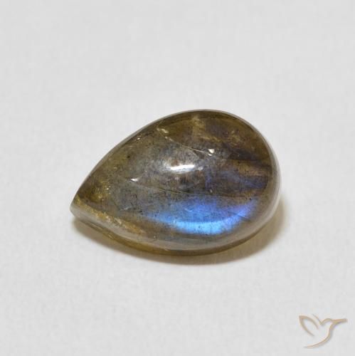 4.00 ct Multicolor Labradorite Stone, Natural Labradorite in Pear Cabochon Shape for Sale