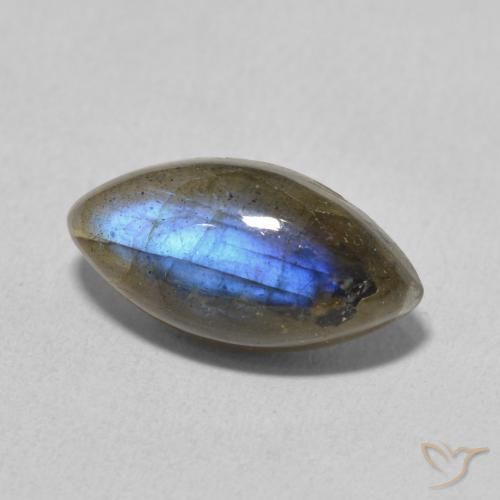 5.25 ct Multicolor Labradorite Stone, Natural Labradorite in Marquise Cabochon Shape for Sale