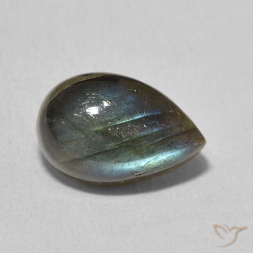 4.13 ct Multicolor Labradorite Stone, Natural Labradorite in Pear Cabochon Shape for Sale