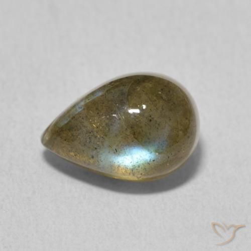 2.43 ct Multicolor Labradorite Stone, Natural Labradorite in Pear Cabochon Shape for Sale