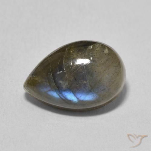 4.10 ct Multicolor Labradorite Stone, Natural Labradorite in Pear Cabochon Shape for Sale
