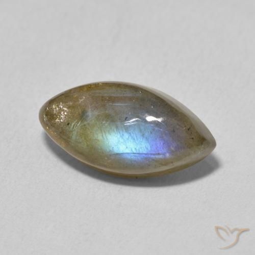 5.13 ct Multicolor Labradorite Stone, Natural Labradorite in Marquise Cabochon Shape for Sale