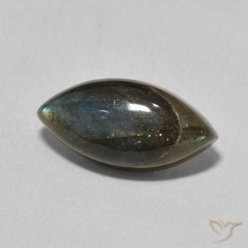 5.02 ct Multicolor Labradorite Stone, Natural Labradorite in Marquise Cabochon Shape for Sale