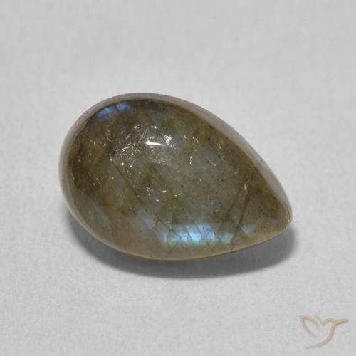 3.60 ct Multicolor Labradorite Stone, Natural Labradorite in Pear Cabochon Shape for Sale