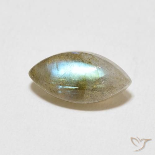 2.37 ct Multicolor Labradorite Stone, Natural Labradorite in Marquise Cabochon Shape for Sale