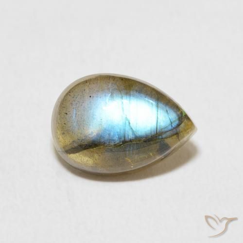 2.17 ct Multicolor Labradorite Stone, Natural Labradorite in Pear Cabochon Shape for Sale