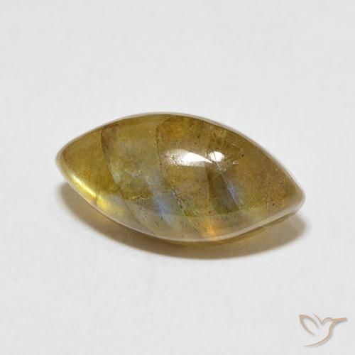 5.61 ct Multicolor Labradorite Stone, Natural Labradorite in Marquise Cabochon Shape for Sale