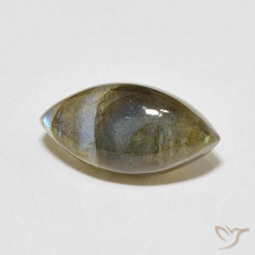 5.27 ct Multicolor Labradorite Stone, Natural Labradorite in Marquise Cabochon Shape for Sale