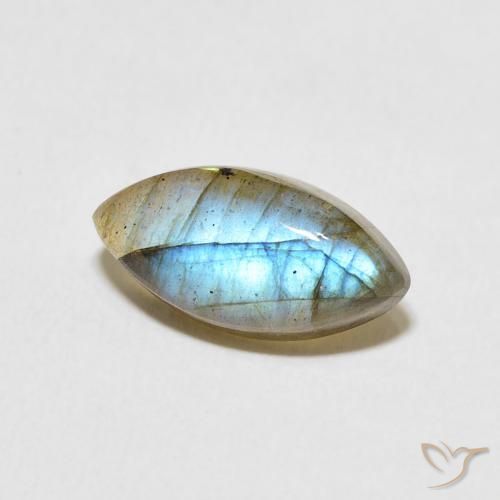 3.58 ct Multicolor Labradorite Stone, Natural Labradorite in Marquise Cabochon Shape for Sale
