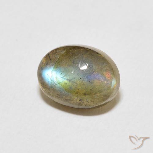 2.28 ct Multicolor Labradorite Stone, Natural Labradorite in Oval Cabochon Shape for Sale