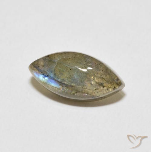 3.82 ct Multicolor Labradorite Stone, Natural Labradorite in Marquise Cabochon Shape for Sale