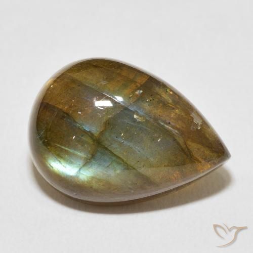 12.52 ct Multicolor Labradorite Stone, Natural Labradorite in Pear Cabochon Shape for Sale