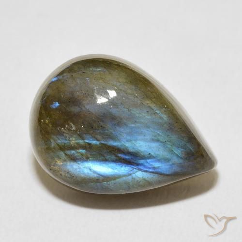 12.37 ct Multicolor Labradorite Stone, Natural Labradorite in Pear Cabochon Shape for Sale