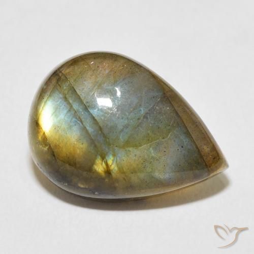 10.51 ct Multicolor Labradorite Stone, Natural Labradorite in Pear Cabochon Shape for Sale