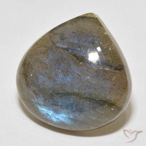 22.02 ct Multicolor Labradorite Stone, Natural Labradorite in Pear Cabochon Shape for Sale