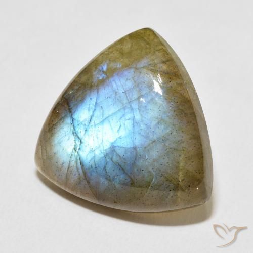 13.86 ct Multicolor Labradorite Stone, Natural Labradorite in Trillion Cabochon Shape for Sale