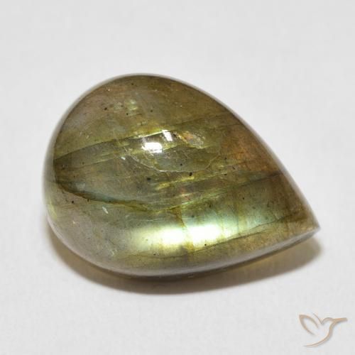 12.53 ct Multicolor Labradorite Stone, Natural Labradorite in Pear Cabochon Shape for Sale