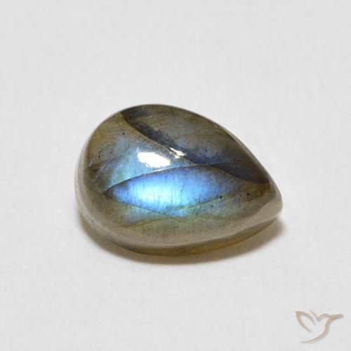 2.83 ct Multicolor Labradorite Stone, Natural Labradorite in Pear Cabochon Shape for Sale
