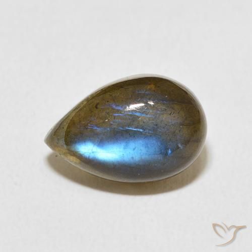 3.93 ct Multicolor Labradorite Stone, Natural Labradorite in Pear Cabochon Shape for Sale