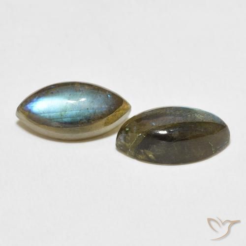 5.12 ctw Multicolor Labradorite Stones, Natural Labradorite in Marquise Cabochon Shape for Sale