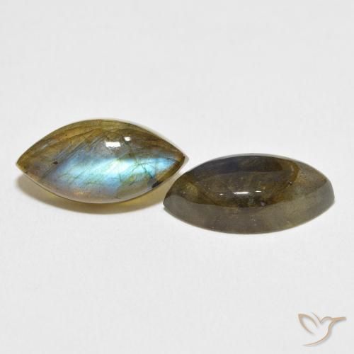 9.58 ctw Multicolor Labradorite Stones, Natural Labradorite in Marquise Cabochon Shape for Sale