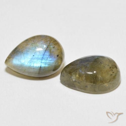 12.40 ctw Multicolor Labradorite Stones, Natural Labradorite in Pear Cabochon Shape for Sale