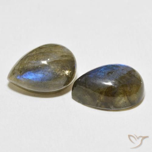 13.55 ctw Multicolor Labradorite Stones, Natural Labradorite in Pear Cabochon Shape for Sale
