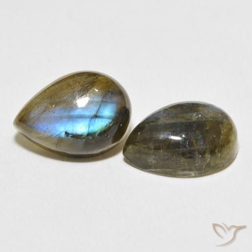 12.84 ctw Multicolor Labradorite Stones, Natural Labradorite in Pear Cabochon Shape for Sale
