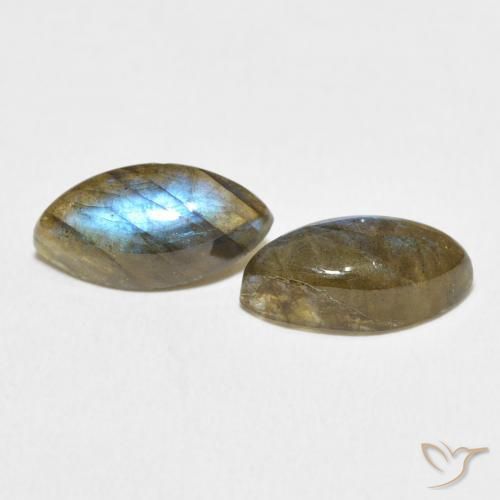 4.86 ctw Multicolor Labradorite Stones, Natural Labradorite in Marquise Cabochon Shape for Sale