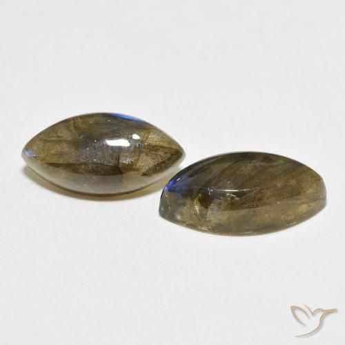 10.73 ctw Multicolor Labradorite Stones, Natural Labradorite in Marquise Cabochon Shape for Sale