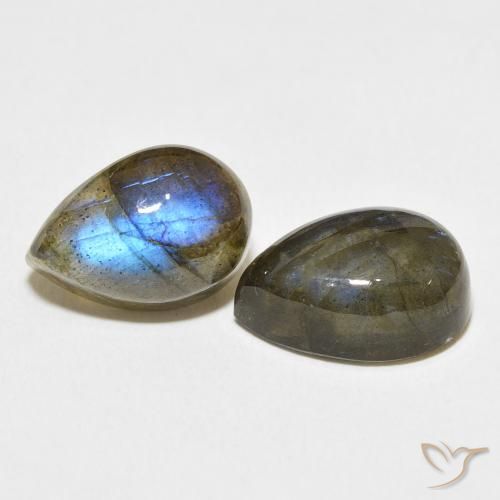 13.44 ctw Multicolor Labradorite Stones, Natural Labradorite in Pear Cabochon Shape for Sale