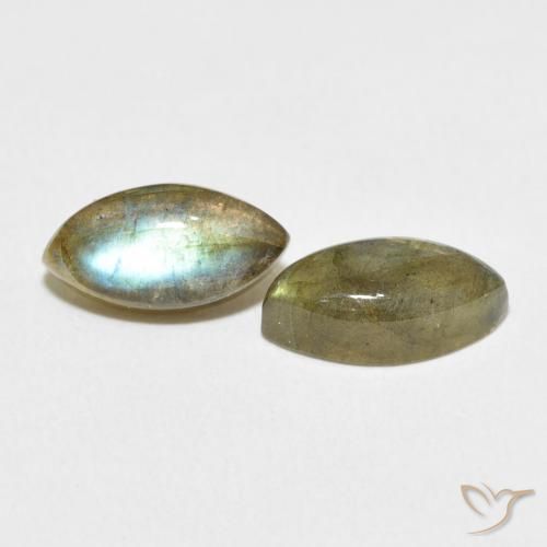 4.61 ctw Multicolor Labradorite Stones, Natural Labradorite in Marquise Cabochon Shape for Sale