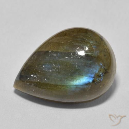 11.67 ct Multicolor Labradorite Stone, Natural Labradorite in Pear Cabochon Shape for Sale