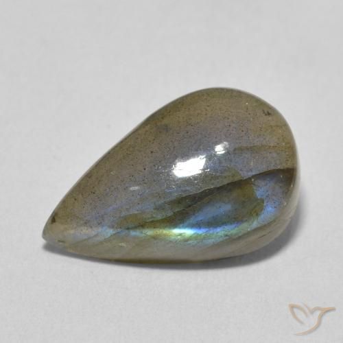 6.01 ct Multicolor Labradorite Stone, Natural Labradorite in Pear Cabochon Shape for Sale