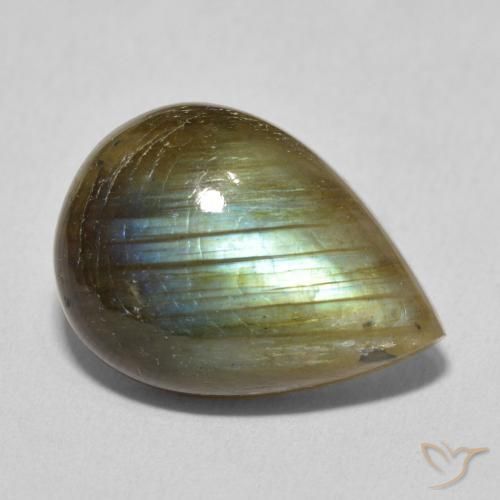 10.59 ct Multicolor Labradorite Stone, Natural Labradorite in Pear Cabochon Shape for Sale