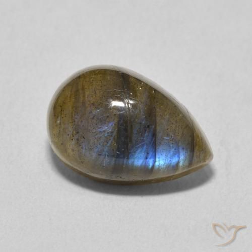 4.13 ct Multicolor Labradorite Stone, Natural Labradorite in Pear Cabochon Shape for Sale