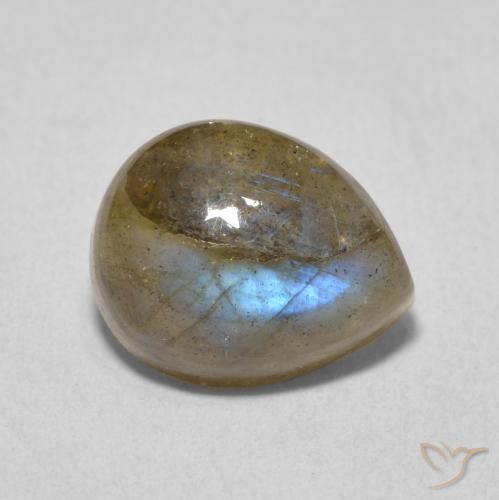3.86 ct Multicolor Labradorite Stone, Natural Labradorite in Pear Cabochon Shape for Sale