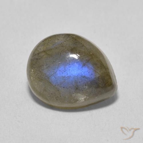 3.62 ct Multicolor Labradorite Stone, Natural Labradorite in Pear Cabochon Shape for Sale