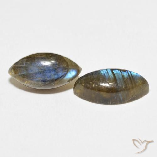9.99 ctw Multicolor Labradorite Stones, Natural Labradorite in Marquise Cabochon Shape for Sale