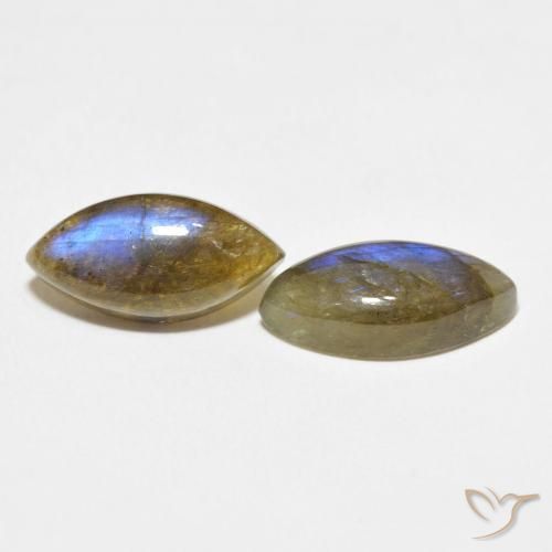 9.23 ctw Multicolor Labradorite Stones, Natural Labradorite in Marquise Cabochon Shape for Sale