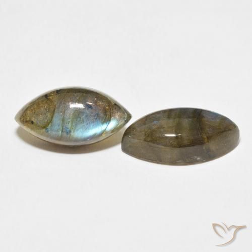 10.37 ctw Multicolor Labradorite Stones, Natural Labradorite in Marquise Cabochon Shape for Sale