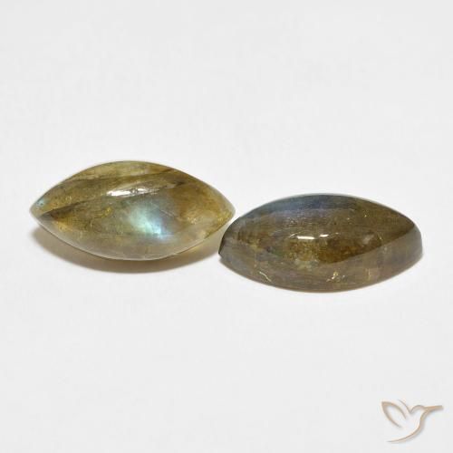 10.36 ctw Multicolor Labradorite Stones, Natural Labradorite in Marquise Cabochon Shape for Sale